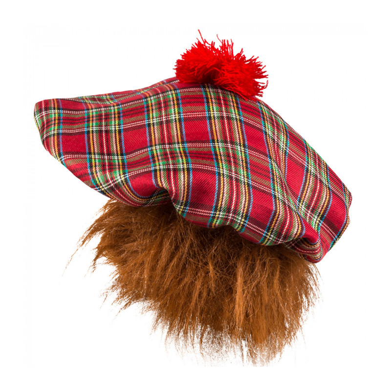 Skotský baret s vlasy červený